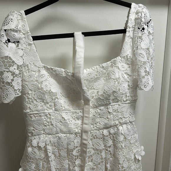 Self Portrait White Guipure Floral Lace Midi Dress - Picture 13 of 16